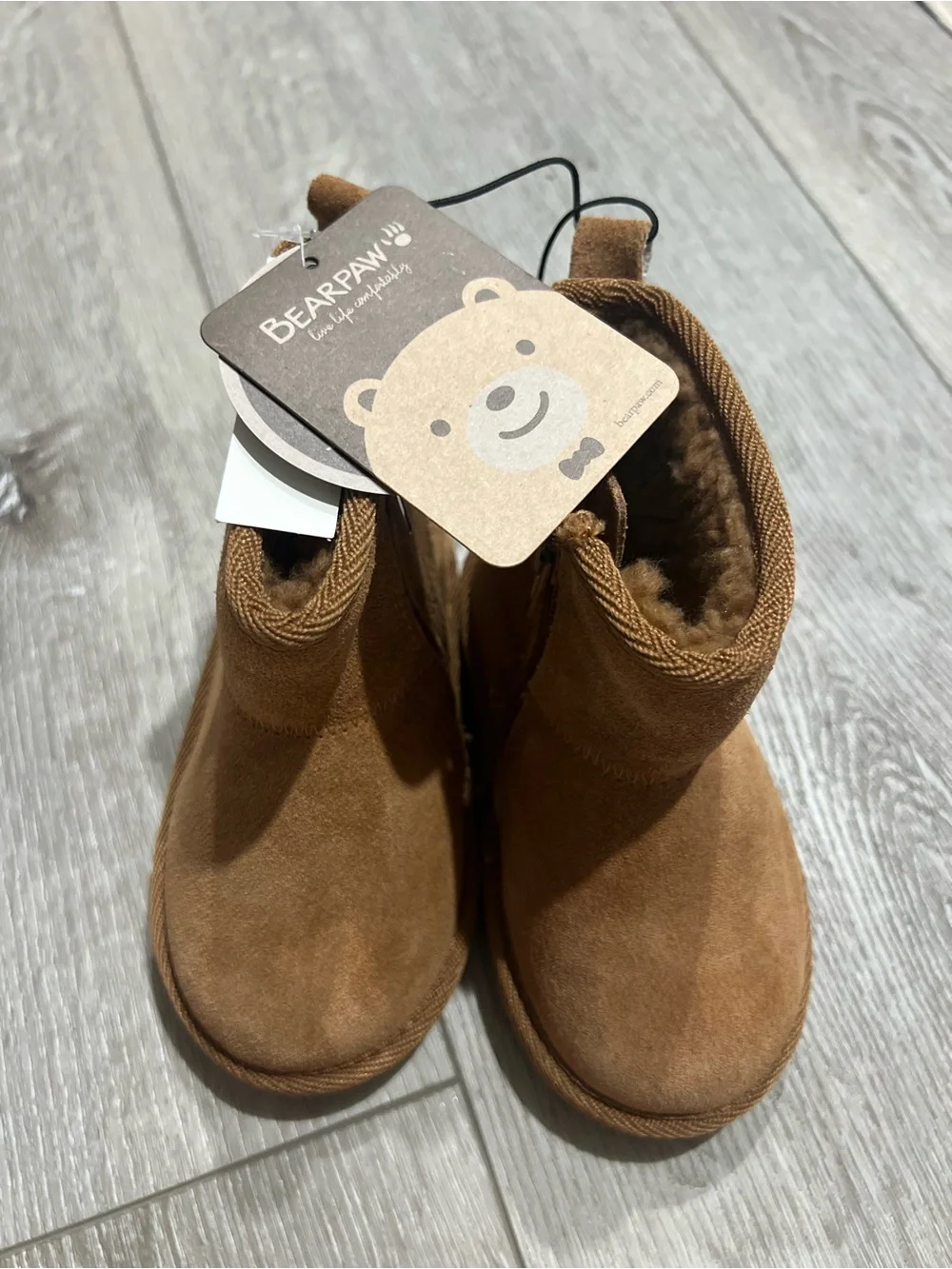 BearPaw Kids Demi Hickory Brown Suede Cozy Ankle Boot